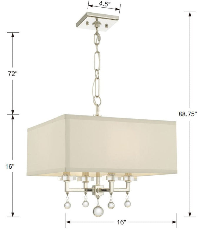 Crystorama Crystorama Paxton 4 Light Polished Nickel Mini Chandelier