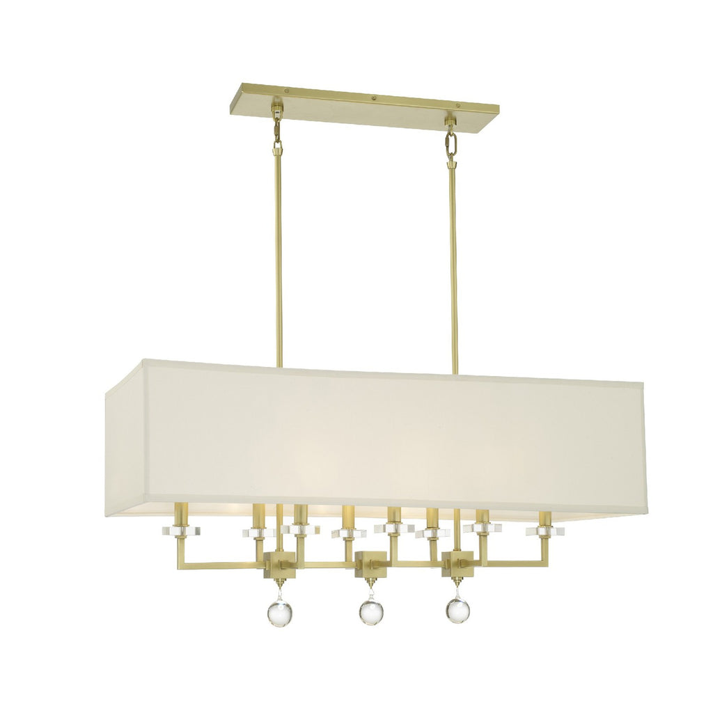 Crystorama Crystorama Paxton 8 Light Aged Brass Linear Chandelier