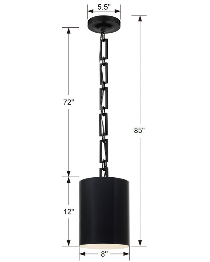 Crystorama Crystorama Brian Patrick Flynn Alston 1 Light Matte Black + White Mini Pendant