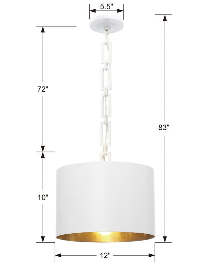 Crystorama Crystorama Brian Patrick Flynn Alston 1 Light Matte White + Antique Gold Mini Pendant