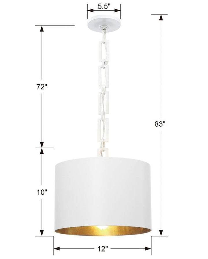 Crystorama Crystorama Brian Patrick Flynn Alston 1 Light Matte White + Antique Gold Mini Pendant