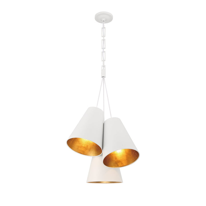 Crystorama Crystorama Brian Patrick Flynn Alston 3 Light Matte White + Antique Gold Pendant