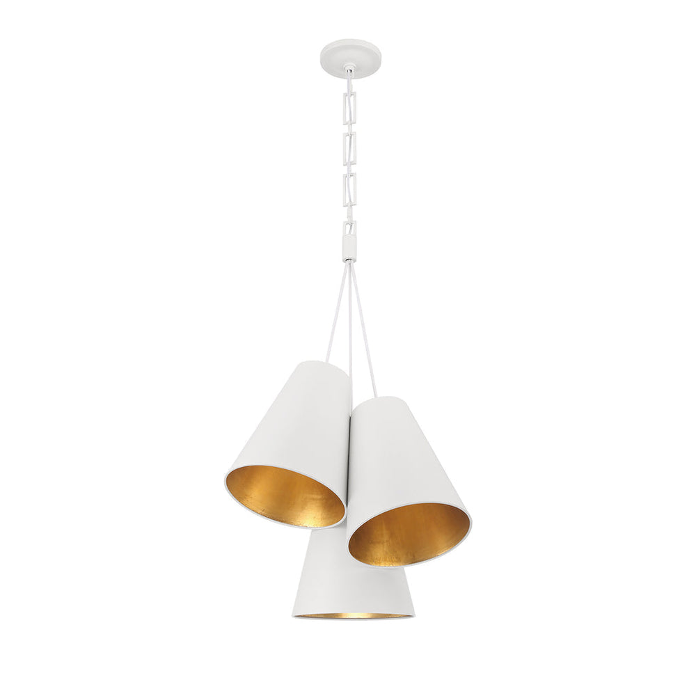 Crystorama Crystorama Brian Patrick Flynn Alston 3 Light Matte White + Antique Gold Pendant