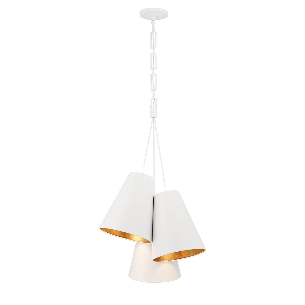 Crystorama Crystorama Brian Patrick Flynn Alston 3 Light Matte White + Antique Gold Pendant