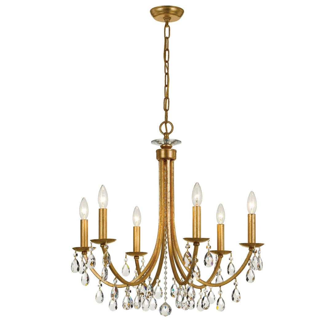 Crystorama Crystorama Bridgehampton 6 Light Spectra Crystal Antique Gold Chandelier
