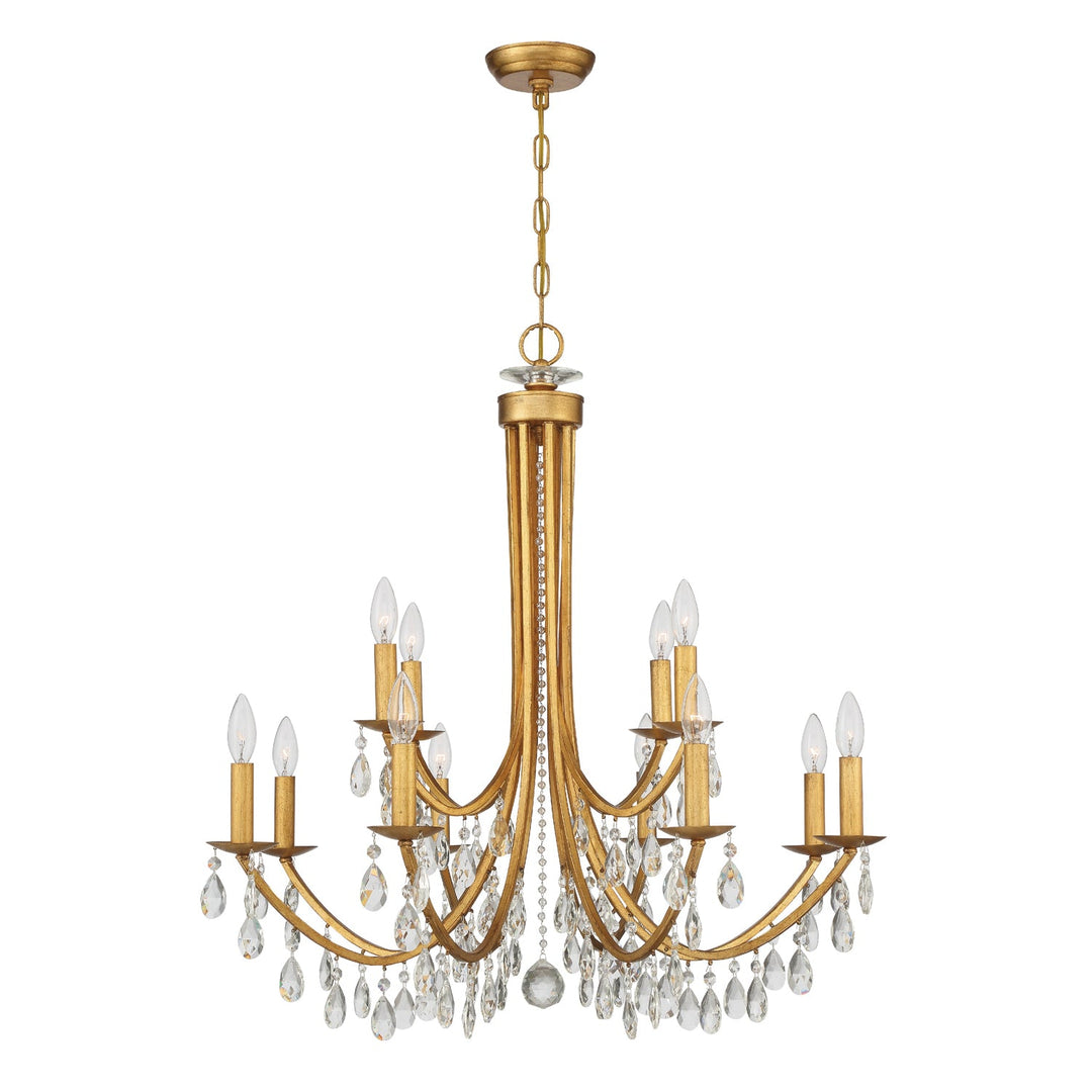 Crystorama Crystorama Bridgehampton 12 Light Swarovski Strass Crystal Antique Gold Chandelier