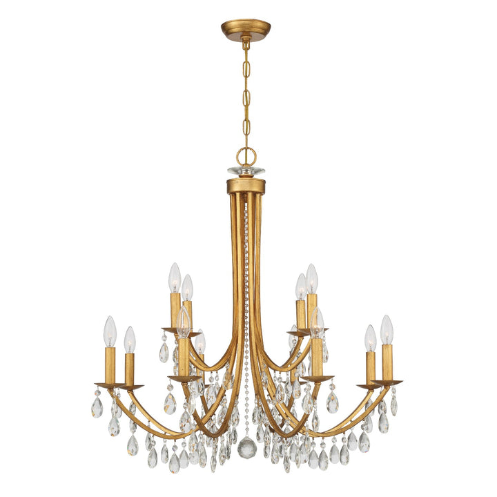 Crystorama Crystorama Bridgehampton 12 Light Swarovski Strass Crystal Antique Gold Chandelier