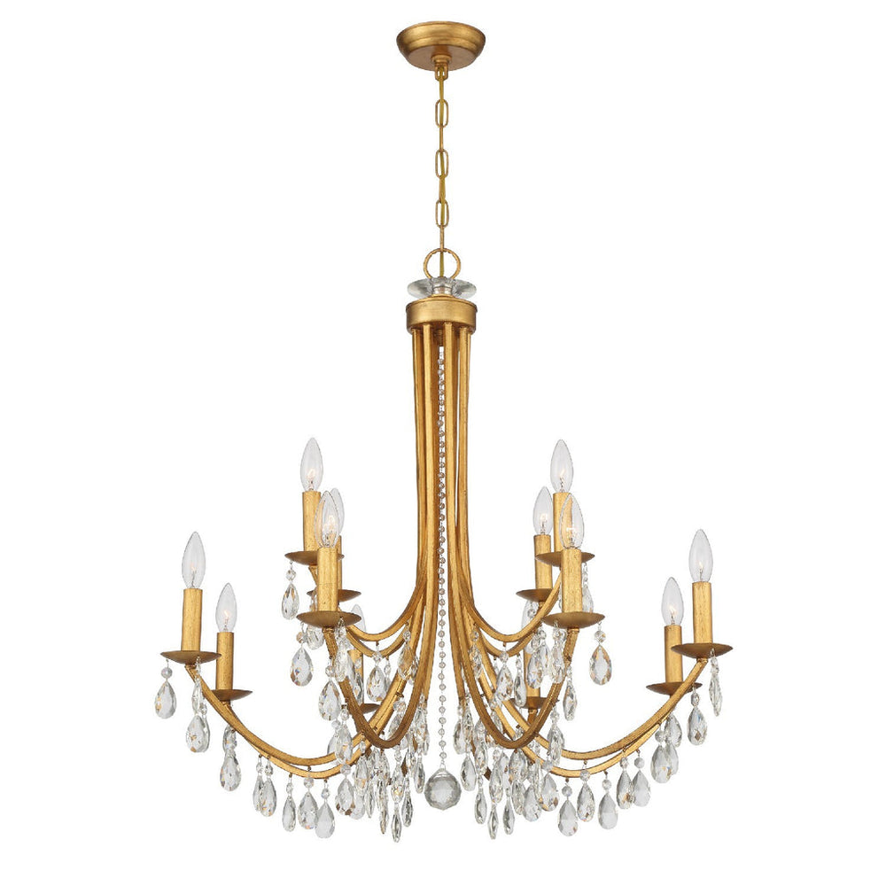 Crystorama Crystorama Bridgehampton 12 Light Spectra Crystal Antique Gold Chandelier