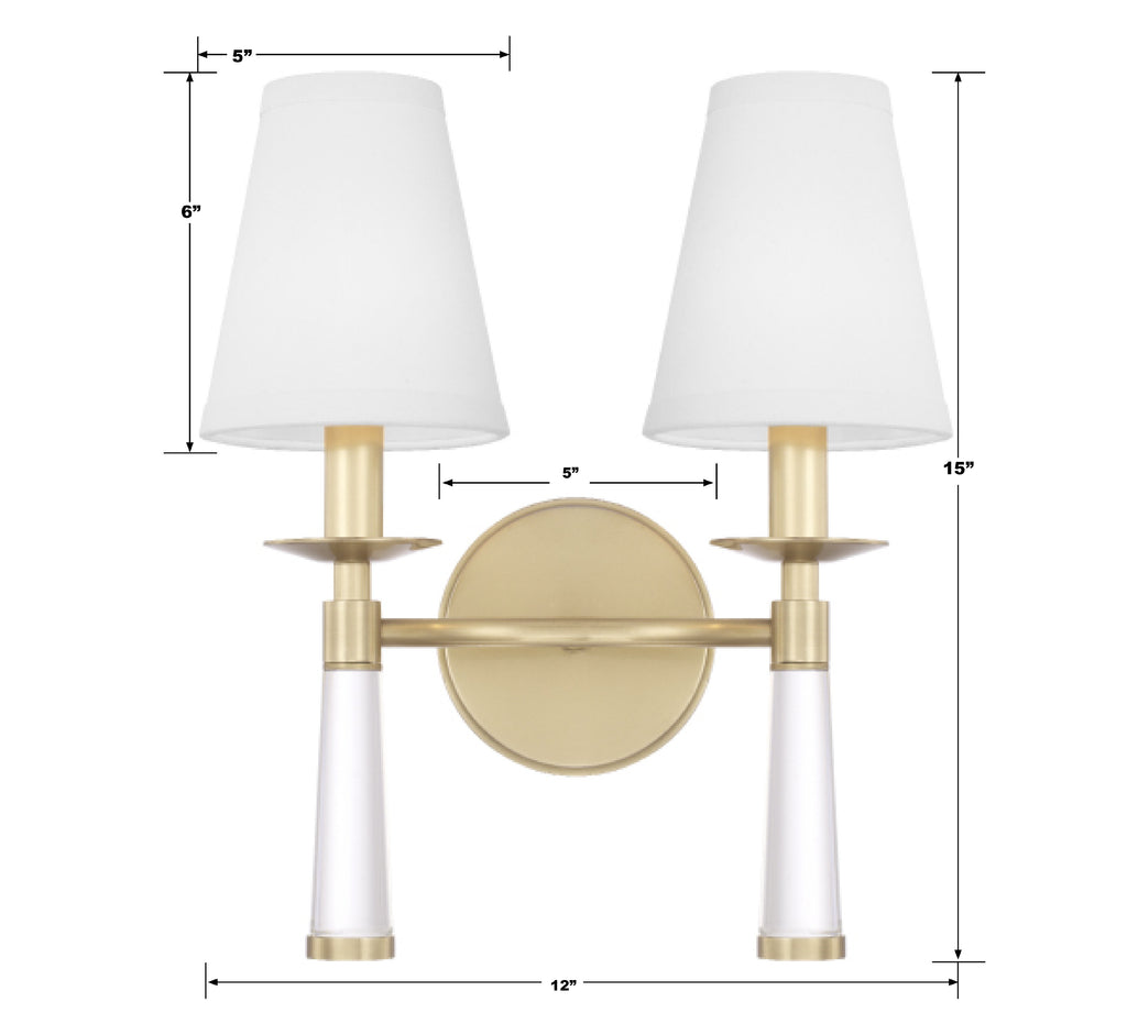 Crystorama Crystorama Baxter 2 Light Aged Brass Sconce