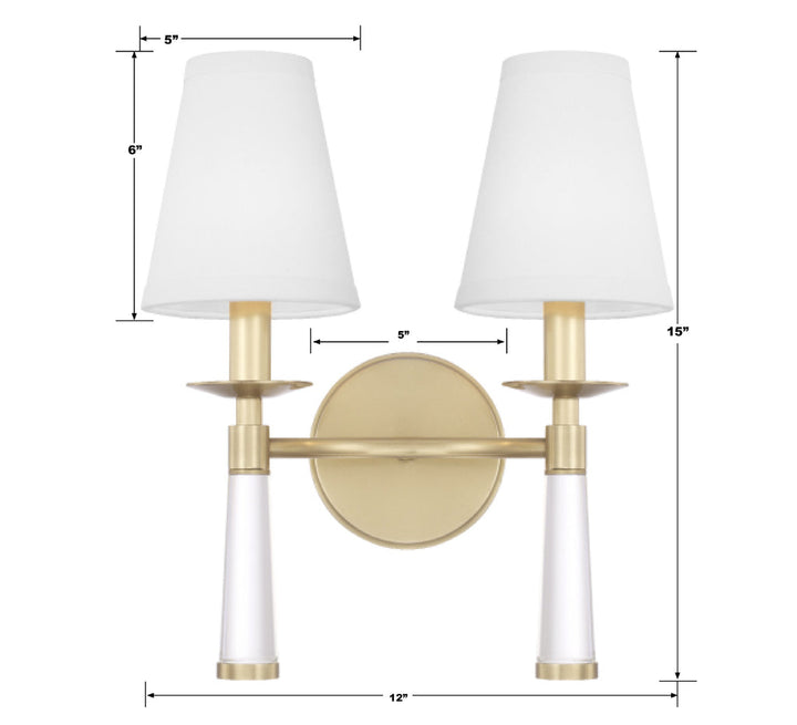 Crystorama Crystorama Baxter 2 Light Aged Brass Sconce