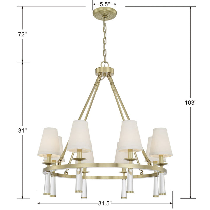 Crystorama Crystorama Baxter 8 Light Antique Aged Brass Chandelier