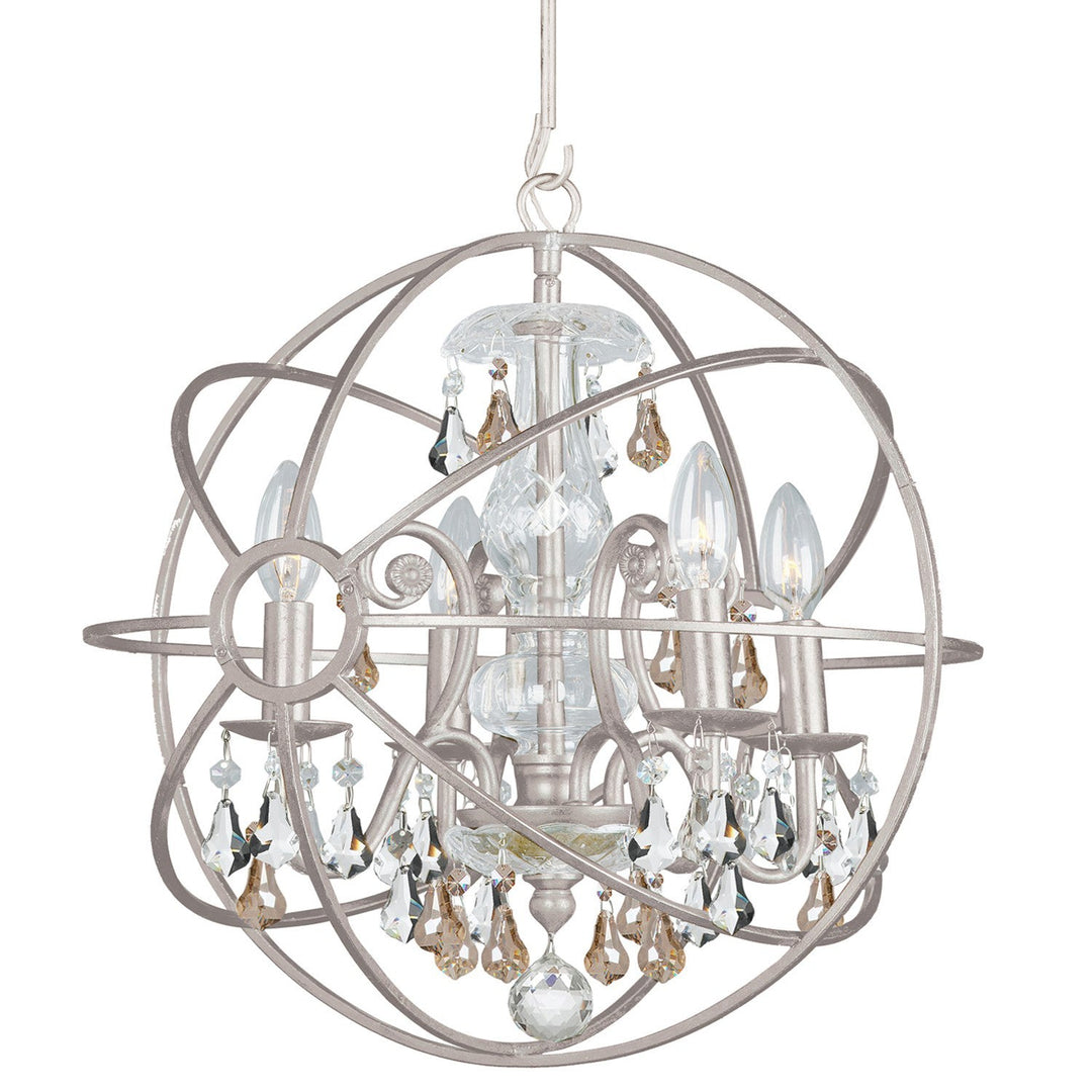 Crystorama Crystorama Solaris 4 Light Golden Shadow Crystal Olde Silver Mini Chandelier