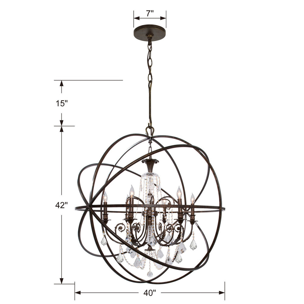 Crystorama Crystorama Solaris 6 Light English Bronze Chandelier