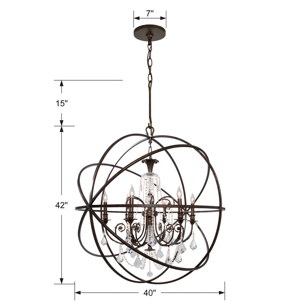 Crystorama Crystorama Solaris 6 Light English Bronze Chandelier