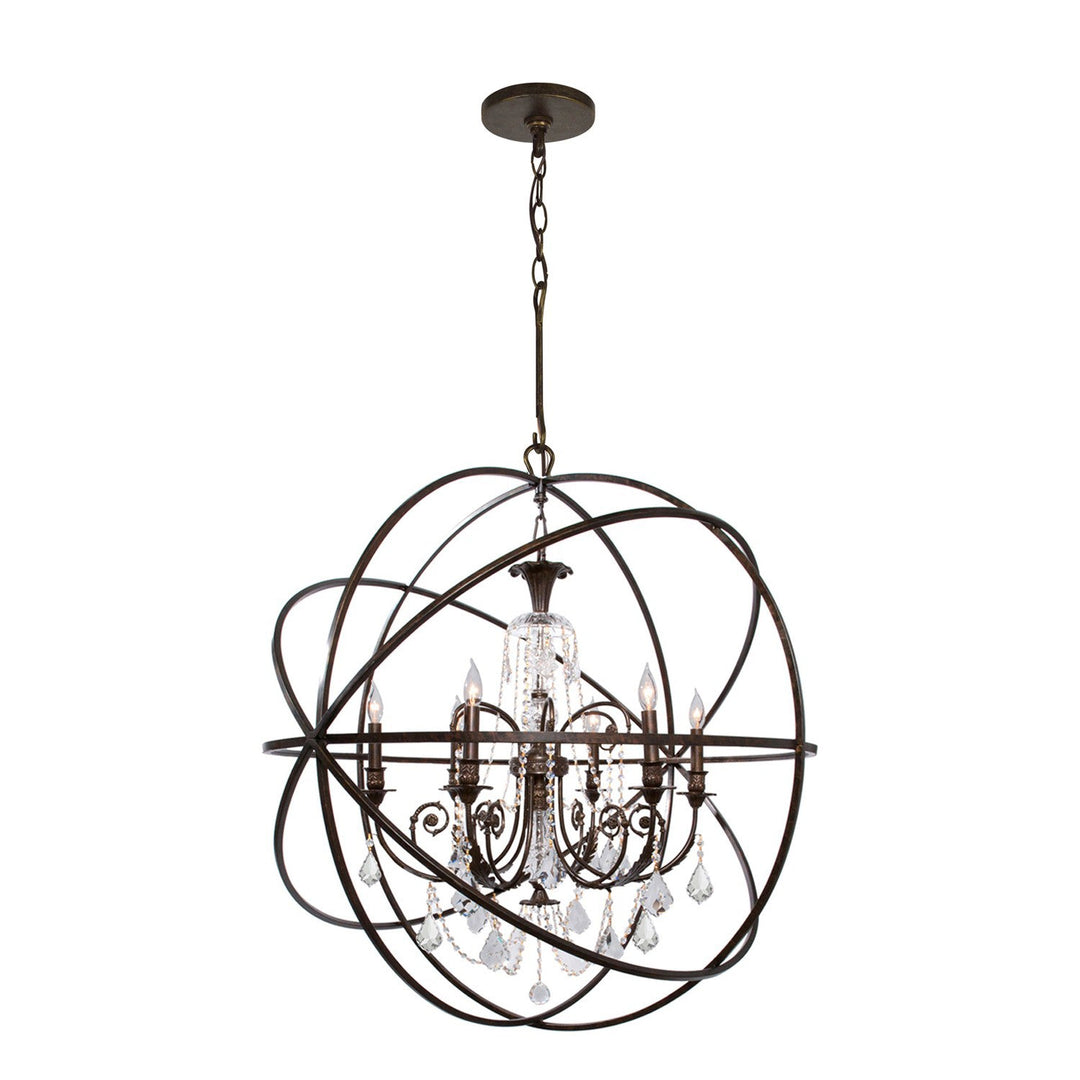 Crystorama Crystorama Solaris 6 Light Spectra Crystal English Bronze Sphere Chandelier