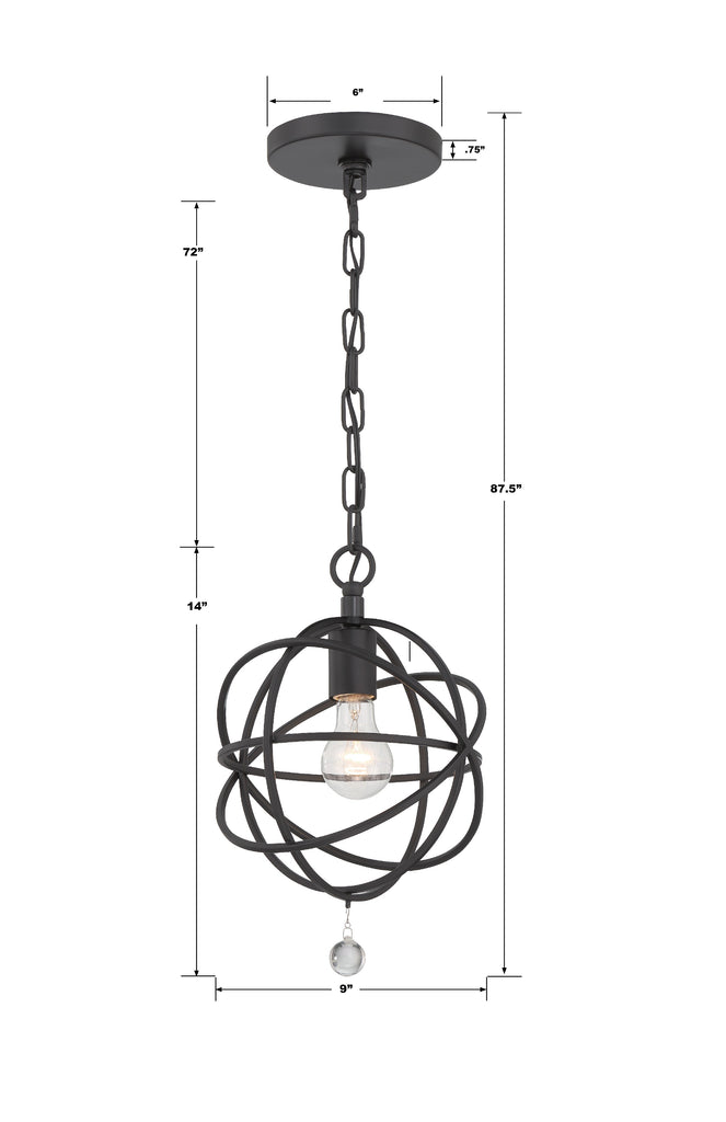 Crystorama Crystorama Solaris 1 Light Black Mini Pendant