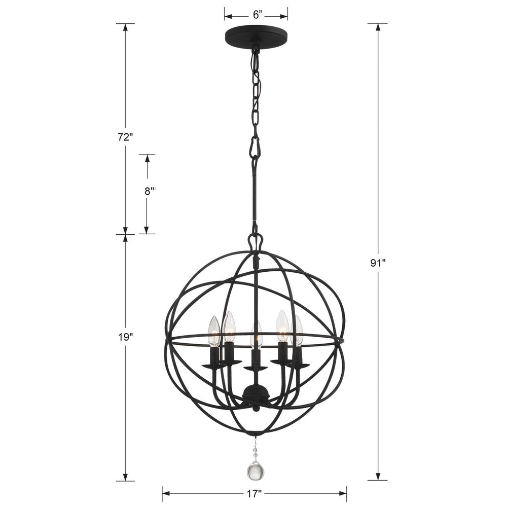 Crystorama Crystorama Solaris 5 Light Black Mini Chandelier