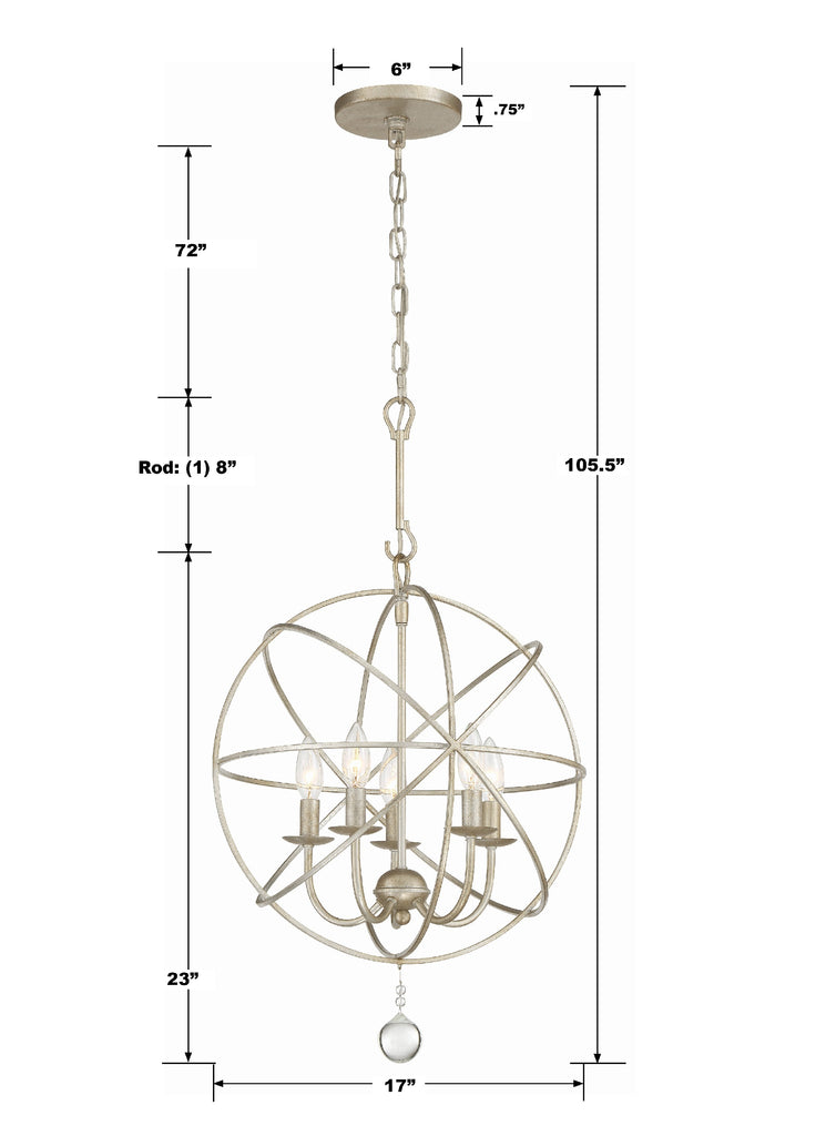 Crystorama Crystorama Solaris 5 Light Olde Silver Mini Chandelier