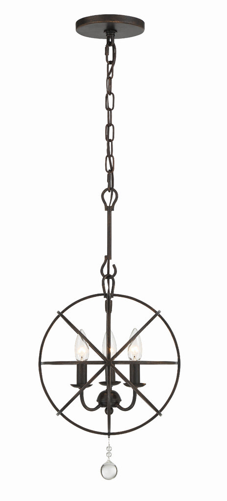 Crystorama Crystorama Solaris 3 Light English Bronze Mini Chandelier