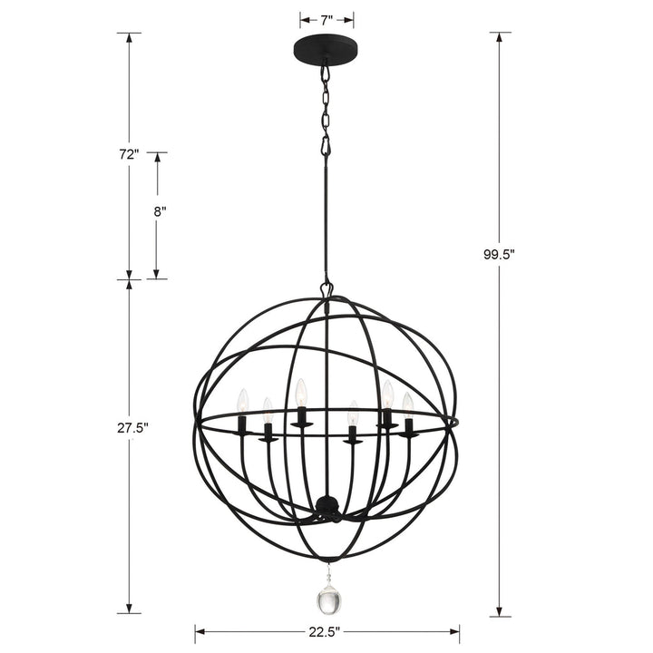 Crystorama Crystorama Solaris 6 Light Black Chandelier