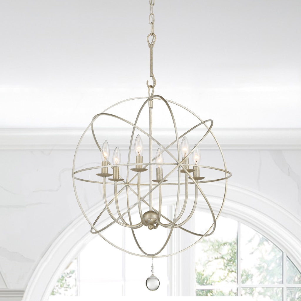 Crystorama Crystorama Solaris 6 Light Olde Silver Sphere Chandelier