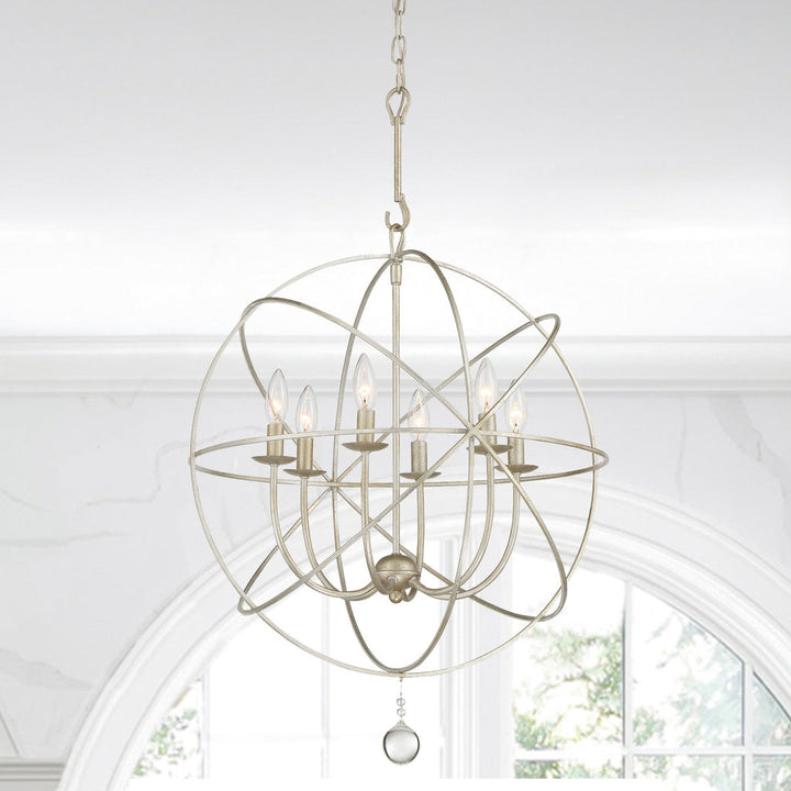 Crystorama Crystorama Solaris 6 Light Olde Silver Sphere Chandelier