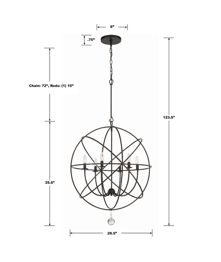 Crystorama Crystorama Solaris 6 Light English Bronze Sphere Chandelier