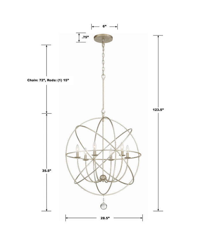 Crystorama Crystorama Solaris 6 Light Olde Silver Sphere Chandelier