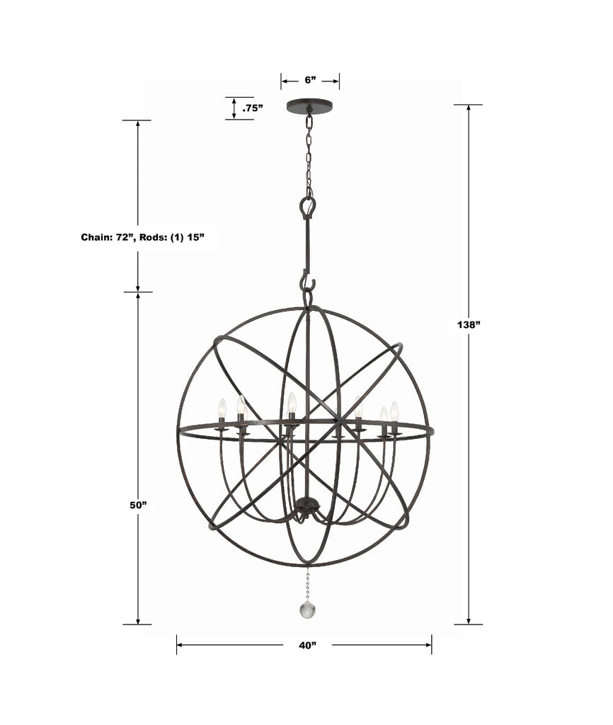 Crystorama Crystorama Solaris 9 Light English Bronze Sphere Chandelier
