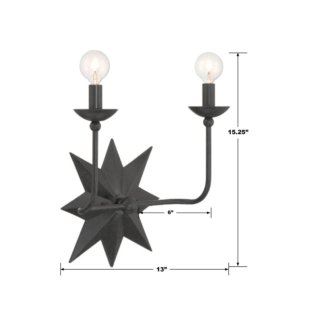 Crystorama Crystorama Astro 2 Light Black Sconce