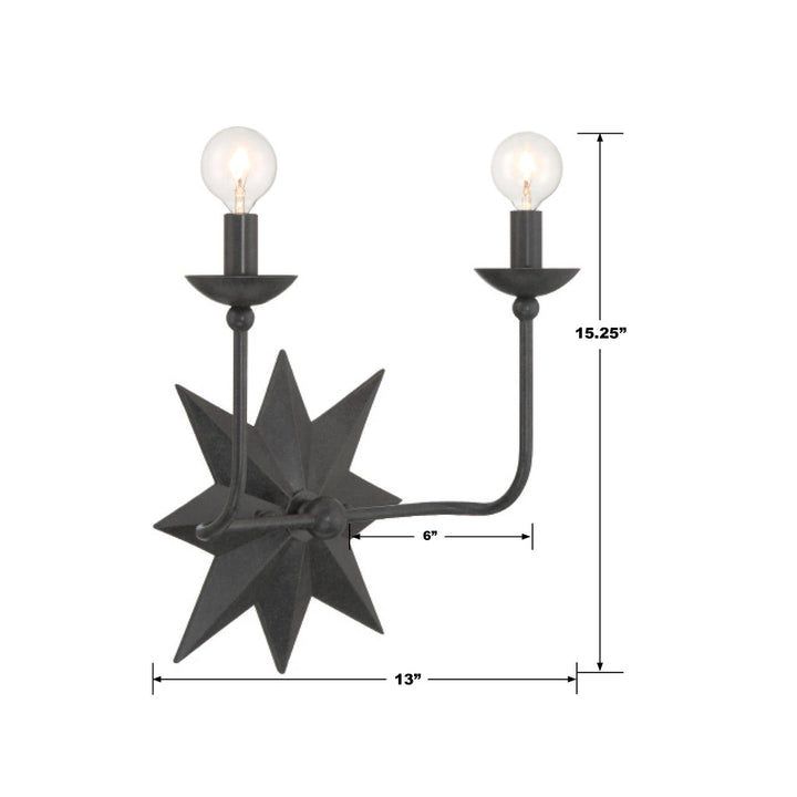 Crystorama Crystorama Astro 2 Light Black Sconce