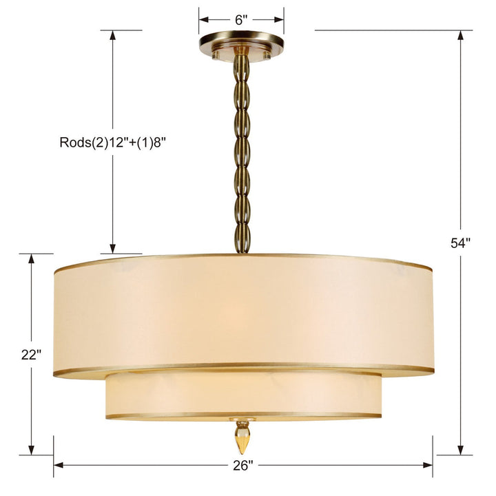 Crystorama Crystorama Luxo 5 Light Drum Shade Antique Brass Chandelier