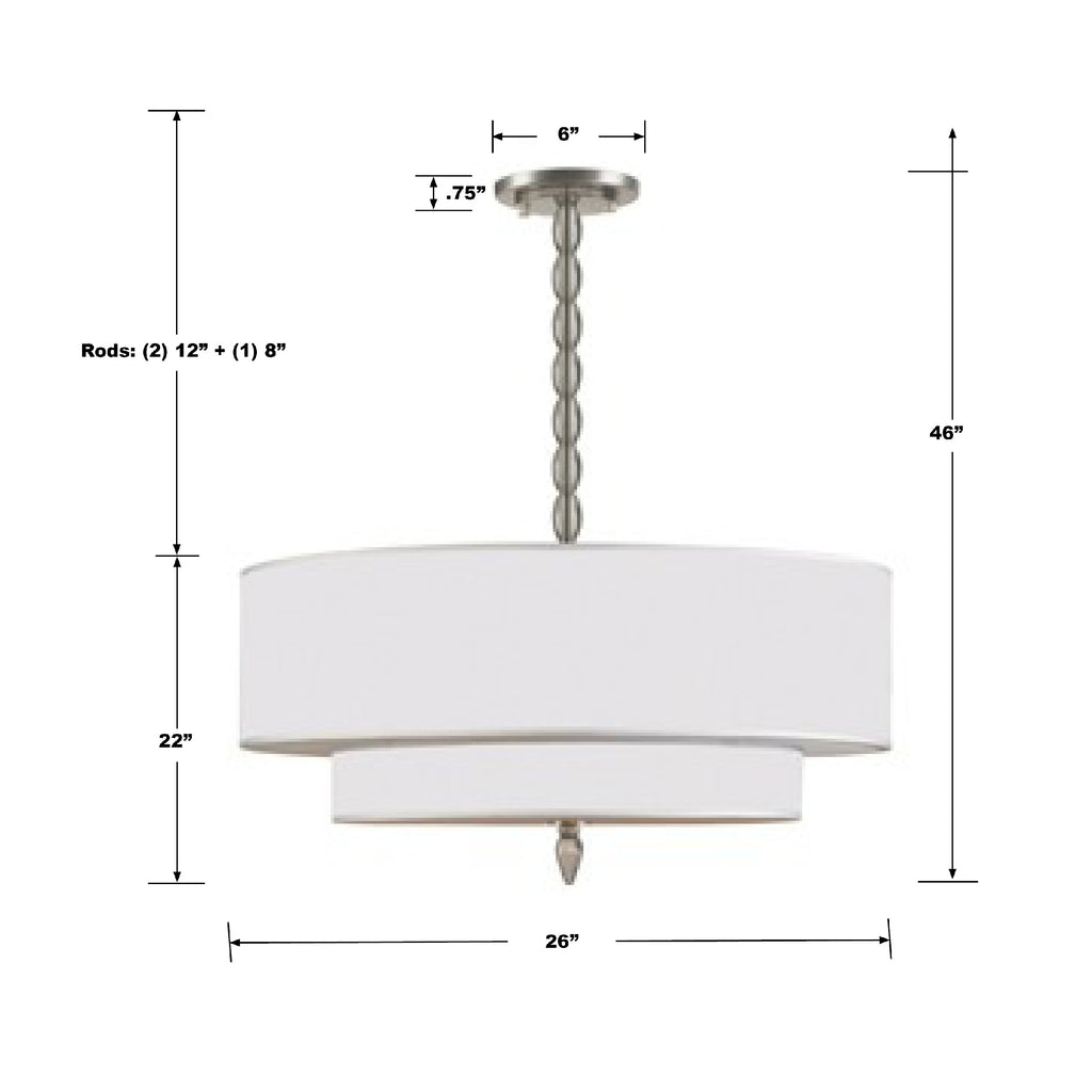 Crystorama Crystorama Luxo 5 Light Drum Shade Satin Nickel Chandelier