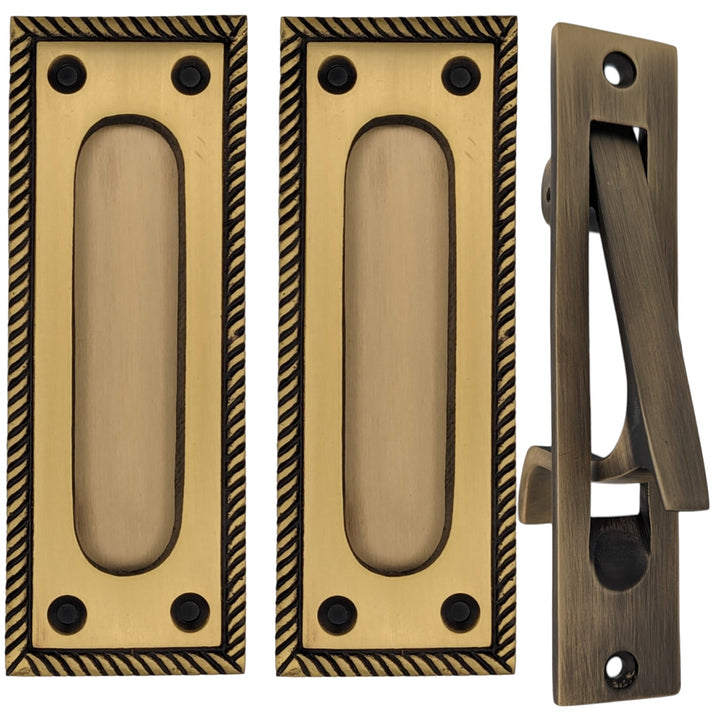 Georgian Rope Rectangular Pocket Door Set (Several Finishes Available) COPPER MOUNTAIN HARDWARE