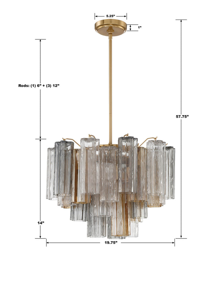 Crystorama Crystorama Addis 6 Light Aged Brass Chandelier