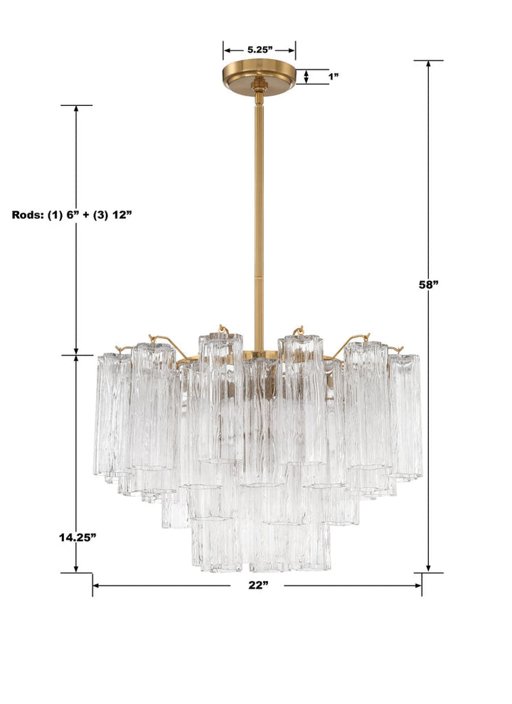 Crystorama Crystorama Addis 9 Light Aged Brass Chandelier