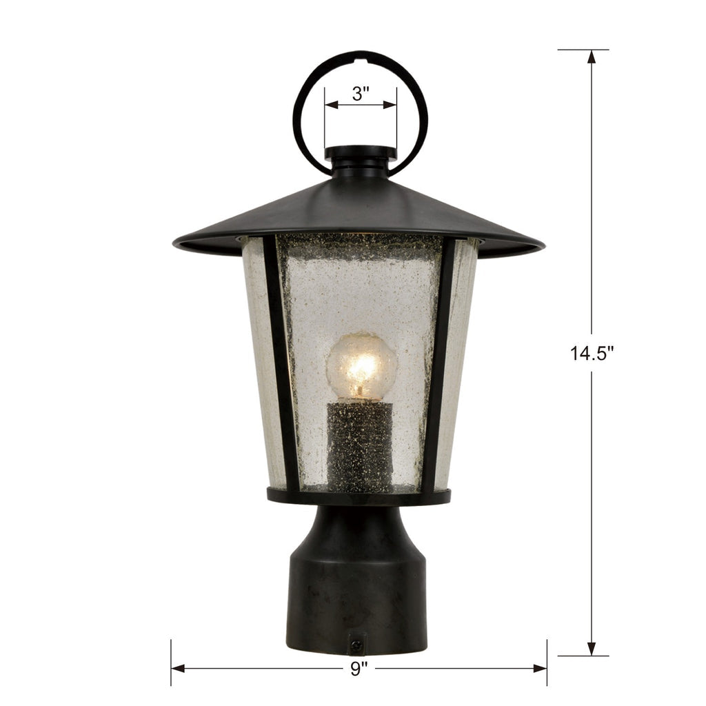 Andover 1 Light Matte Black Outdoor Post Crystorama