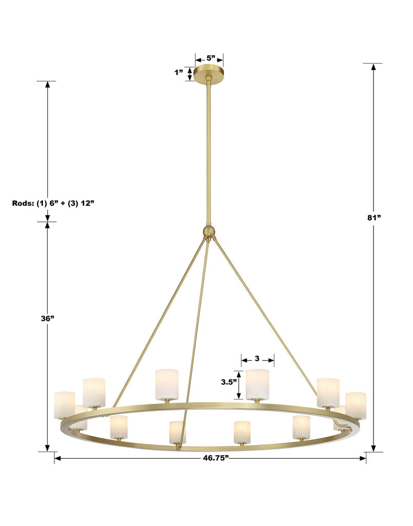 Crystorama Crystorama Aragon 12 Light Soft Brass Chandelier