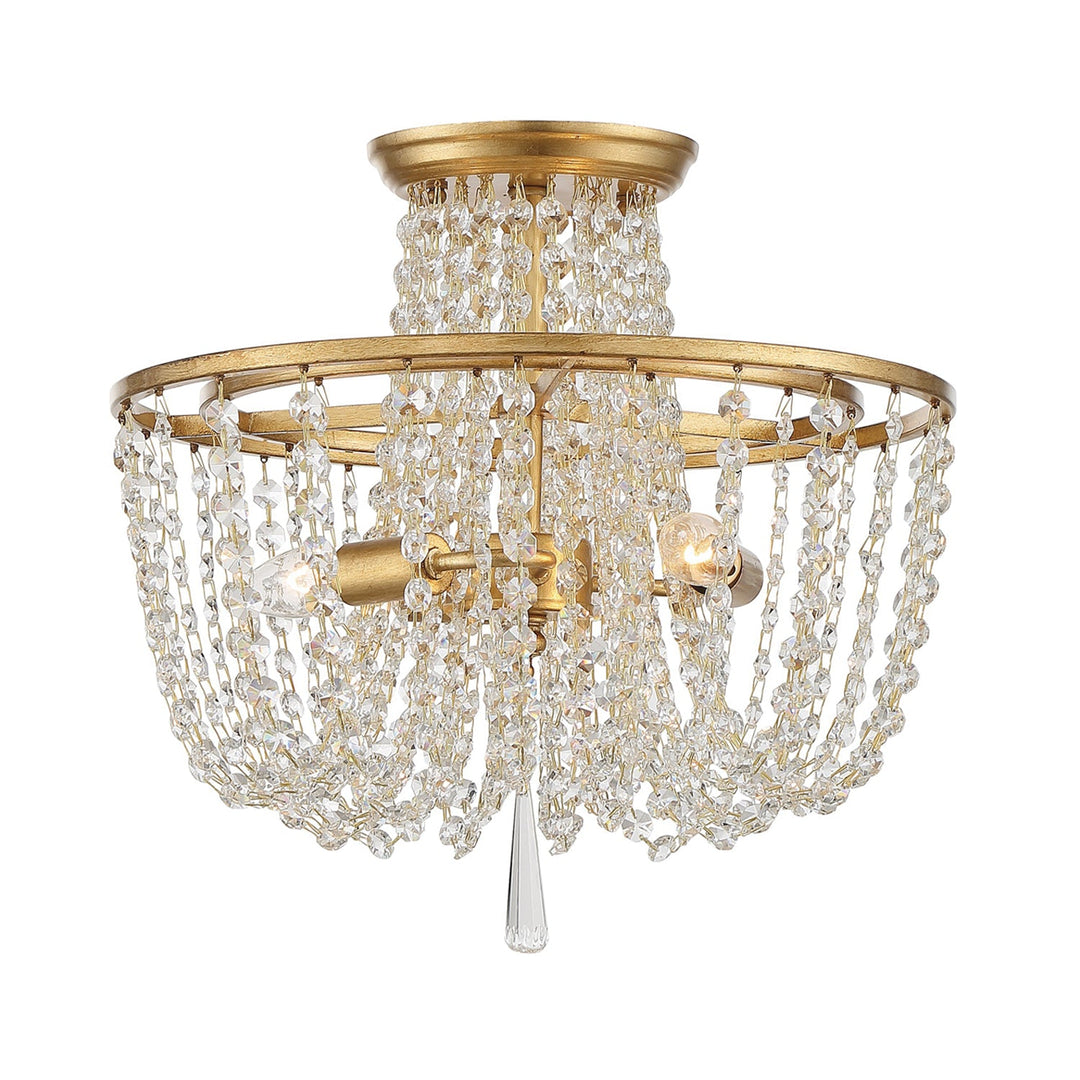 Arcadia 3 Light Antique Gold Semi Flush Mount Crystorama