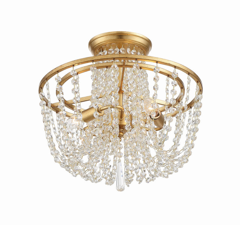 Arcadia 3 Light Antique Gold Semi Flush Mount Crystorama