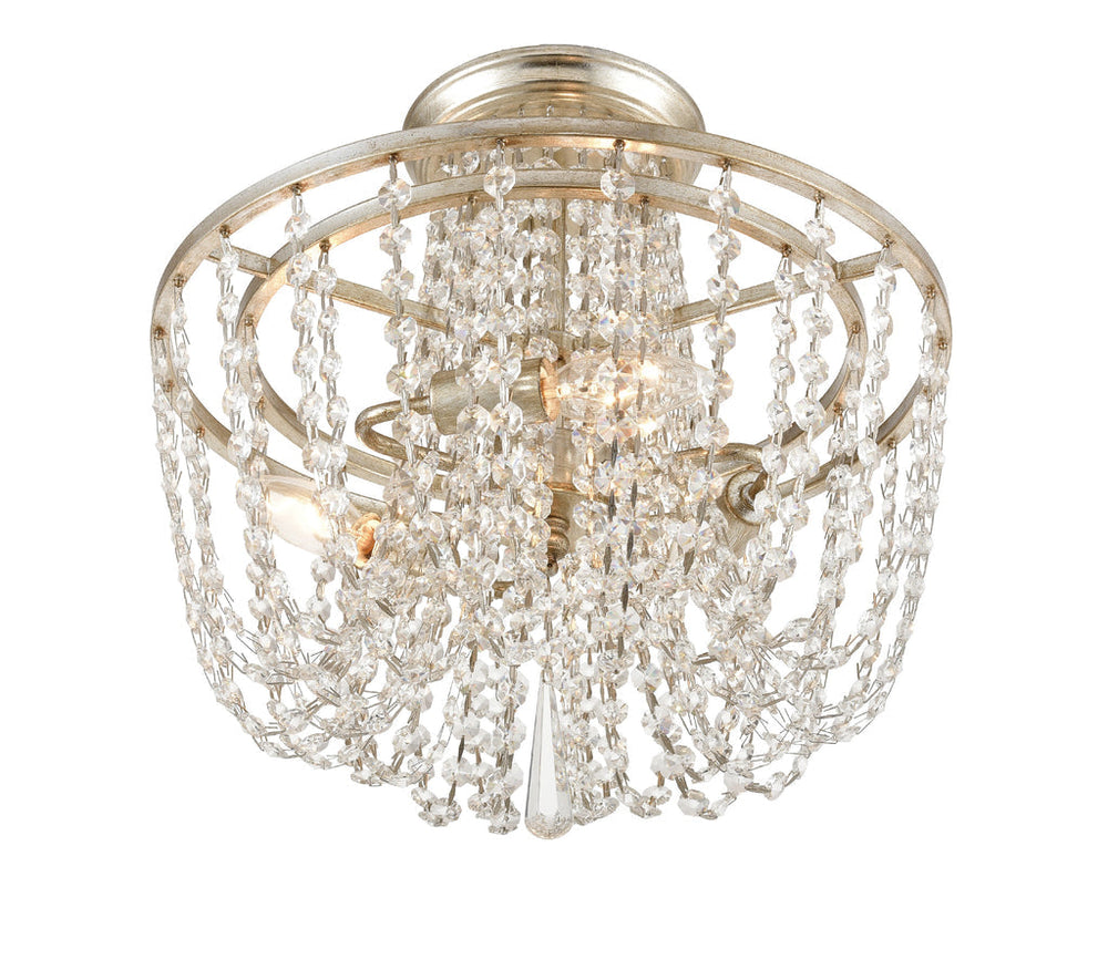 Arcadia 3 Light Antique Silver Semi Flush Mount Crystorama