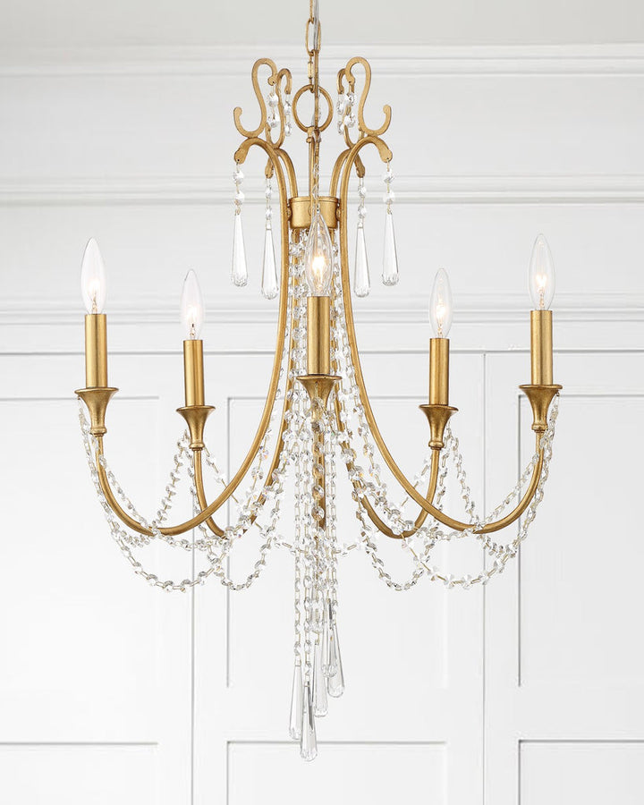 Crystorama Crystorama Arcadia 5 Light Antique Gold Chandelier