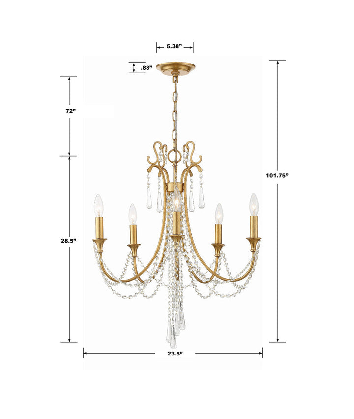 Crystorama Crystorama Arcadia 5 Light Antique Gold Chandelier