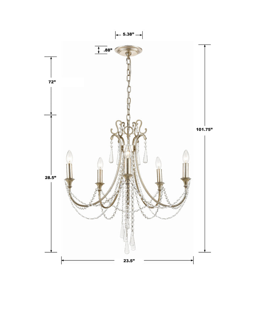 Crystorama Crystorama Arcadia 5 Light Antique Silver Chandelier