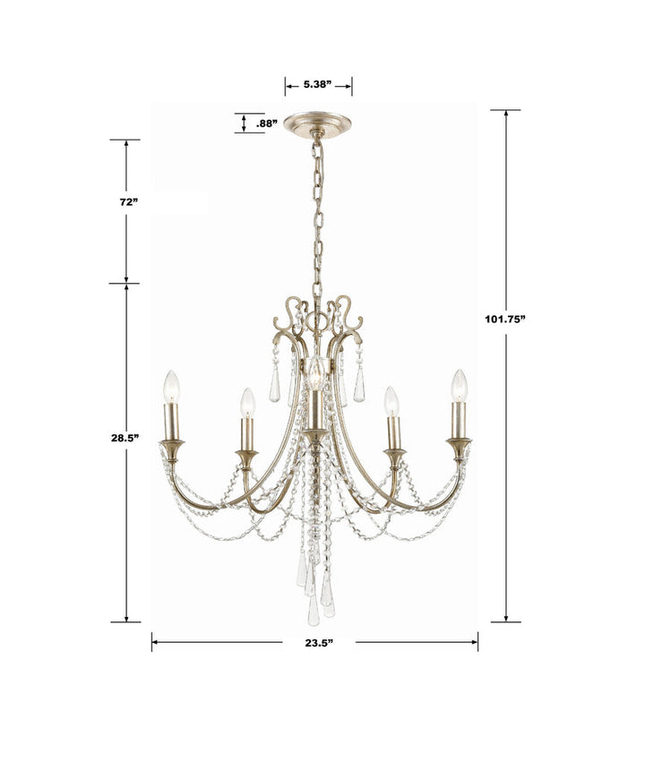 Crystorama Crystorama Arcadia 5 Light Antique Silver Chandelier