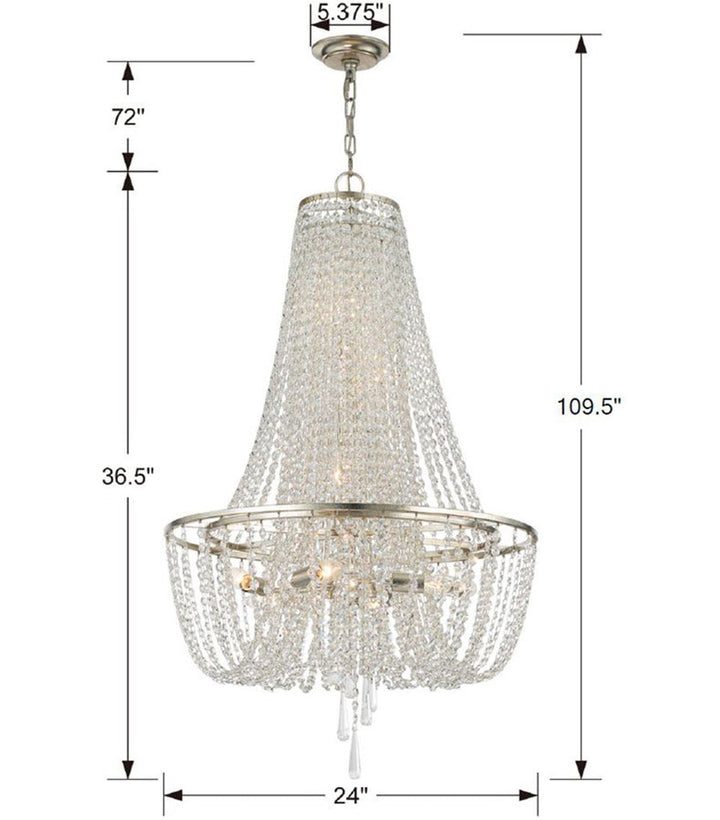 Crystorama Crystorama Arcadia 9 Light Antique Silver Chandelier
