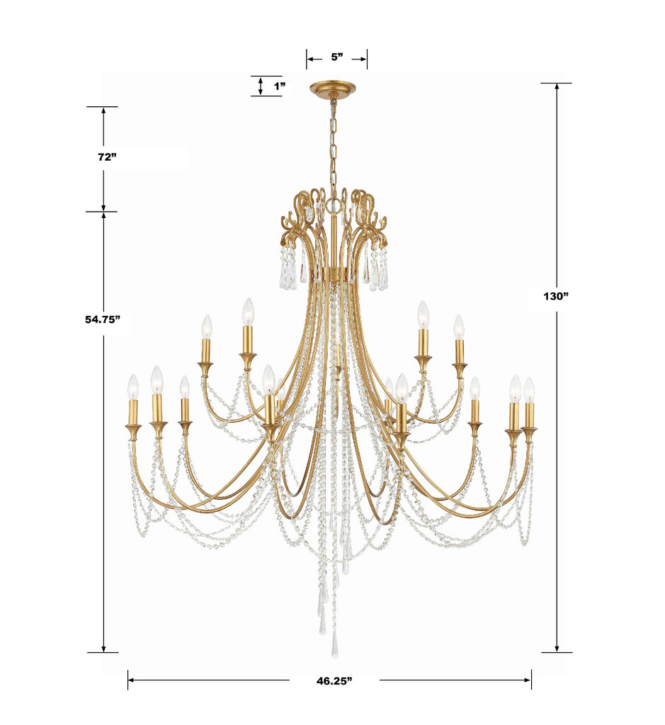 Crystorama Crystorama Arcadia 15 Light Antique Gold Chandelier