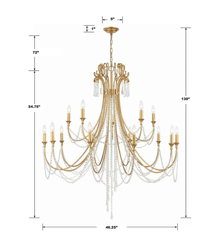 Crystorama Crystorama Arcadia 15 Light Antique Gold Chandelier