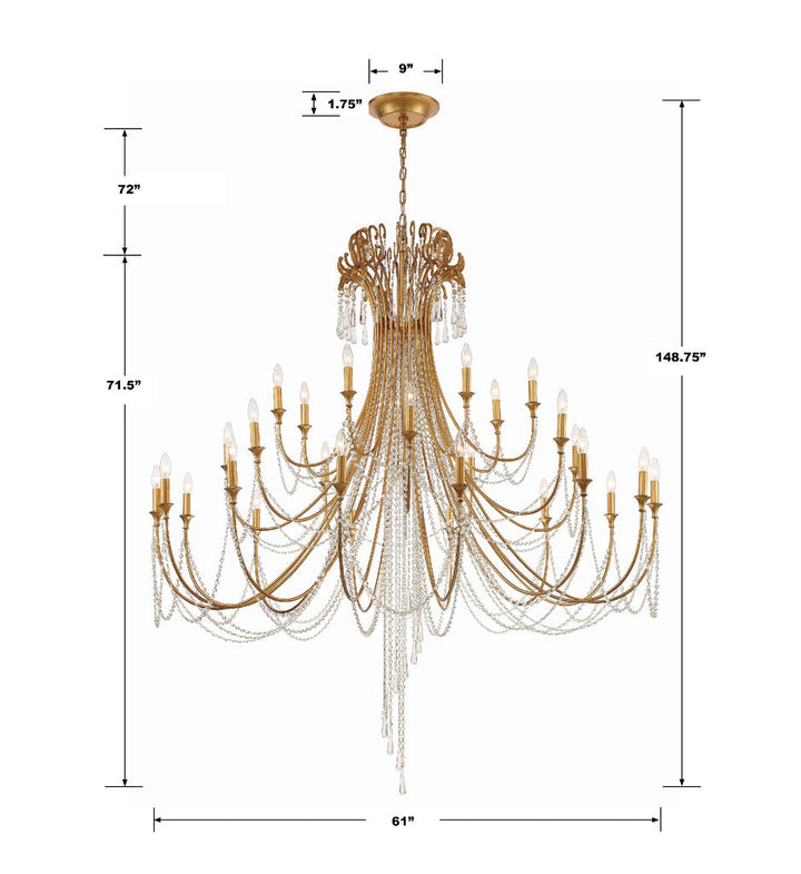 Crystorama Crystorama Arcadia 28 Light Antique Gold Chandelier