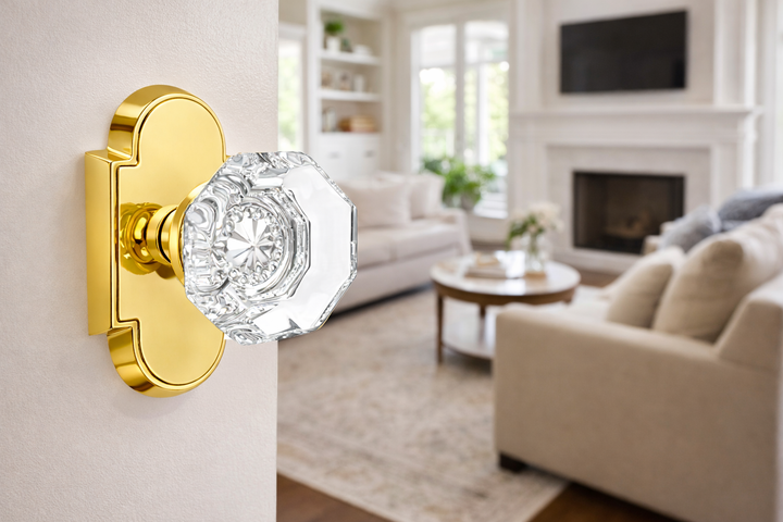 Magnifique® Arched Door Set with Crystal Octagon Knobs (Several Finishes Available)